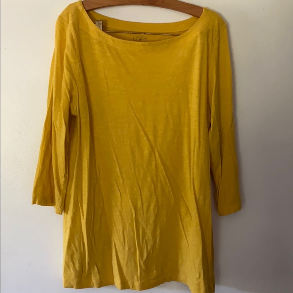 Yellow Boat Neck 3/4 sleeve shirt